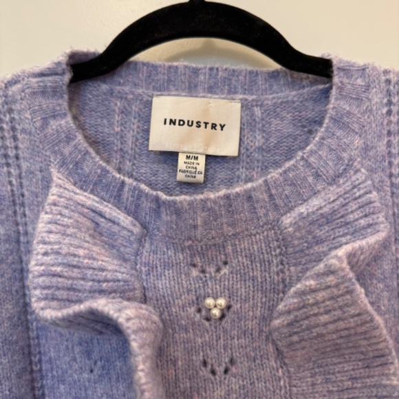 INDUSTRY Purple Wool Blend Ruffle Pearl Sweater - Picture 3 of 4